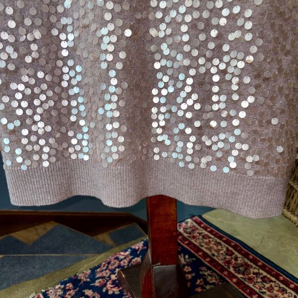Luisa Cerano Sequin Sleeveless Wool, Cashmere, Silk Sweater Mini Dress size 16 - Picture 7 of 13
